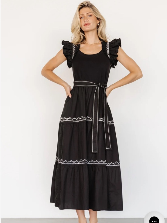 Baltic Born Dresses & Skirts - Baltic Born Black Maxi Dress with White Embroidery